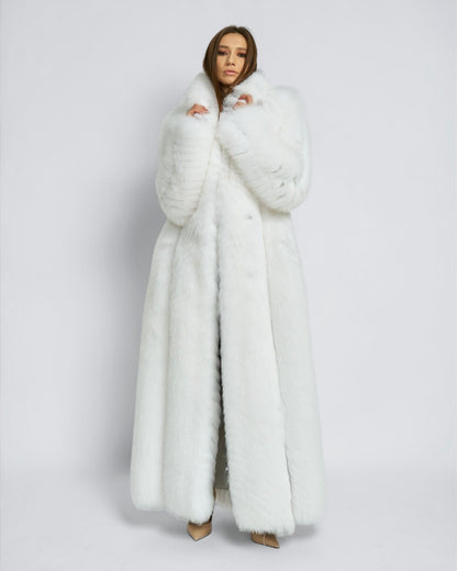 Alabaster Grand Fox Fur Long Coat