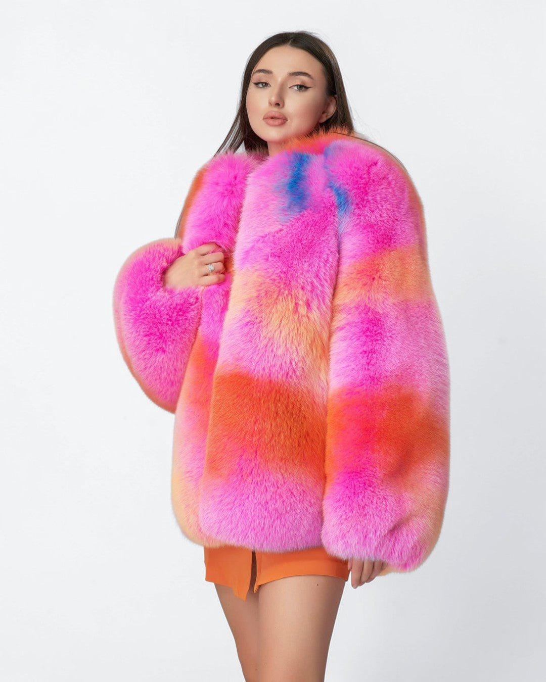 Neon Sorbet Fox Fur Jacket