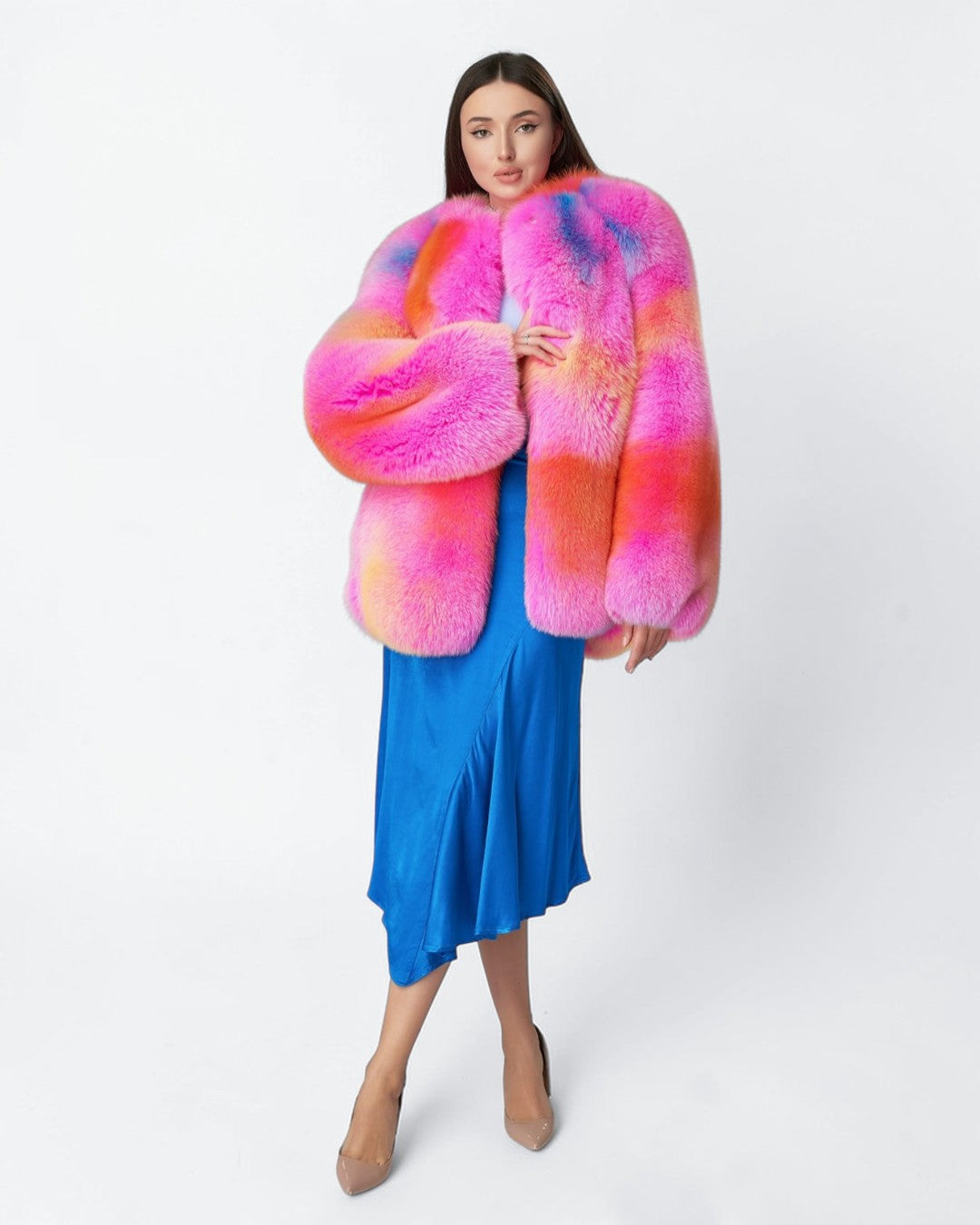 Neon Sorbet Fox Fur Jacket