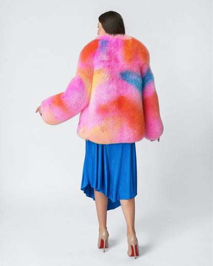 Neon Sorbet Fox Fur Jacket