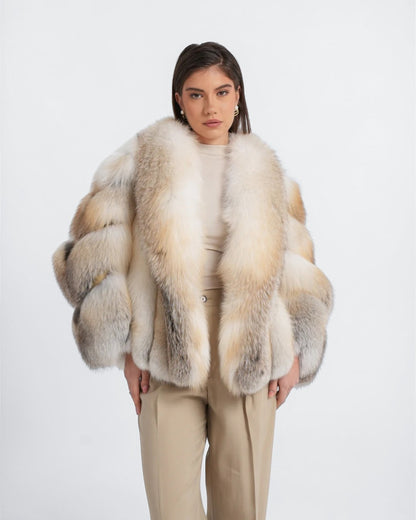Dune Fox Fur Shawl Collared Jacket