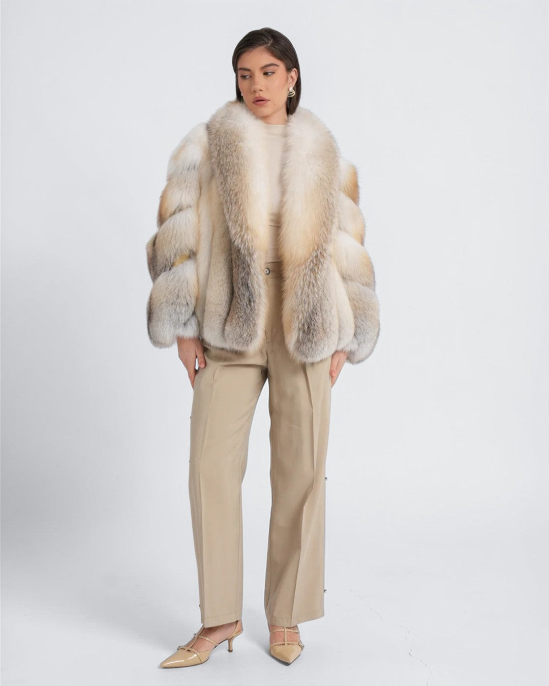 Dune Fox Fur Shawl Collared Jacket