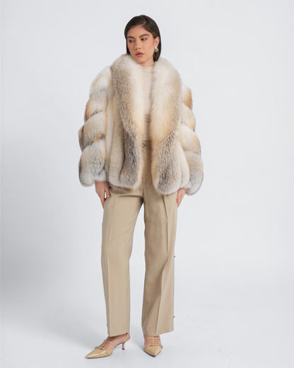 Dune Fox Fur Shawl Collared Jacket