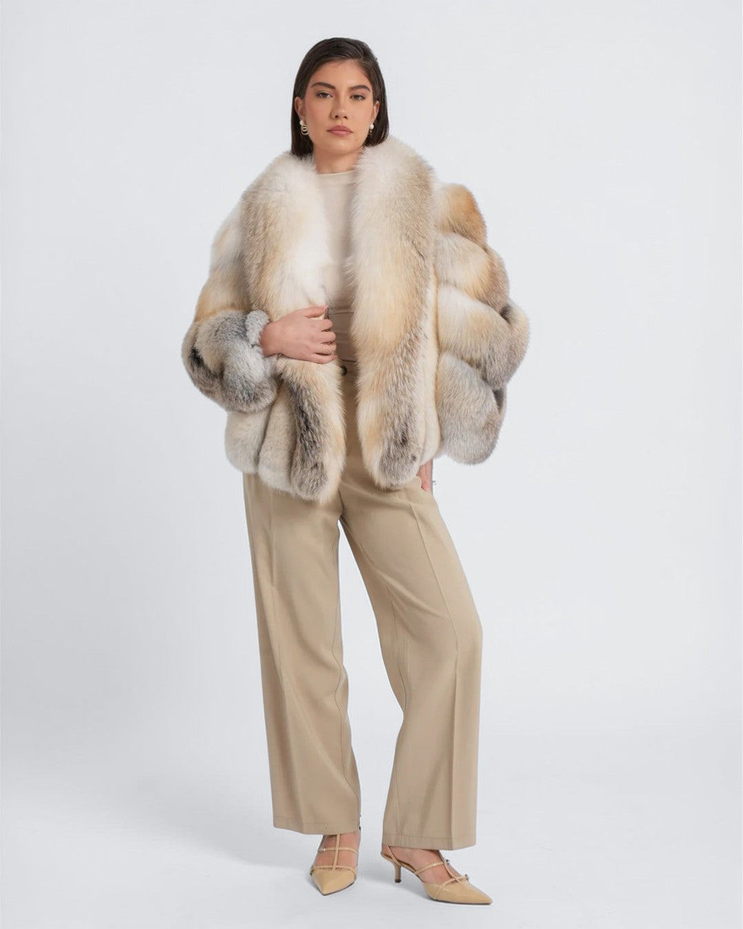 Dune Fox Fur Shawl Collared Jacket