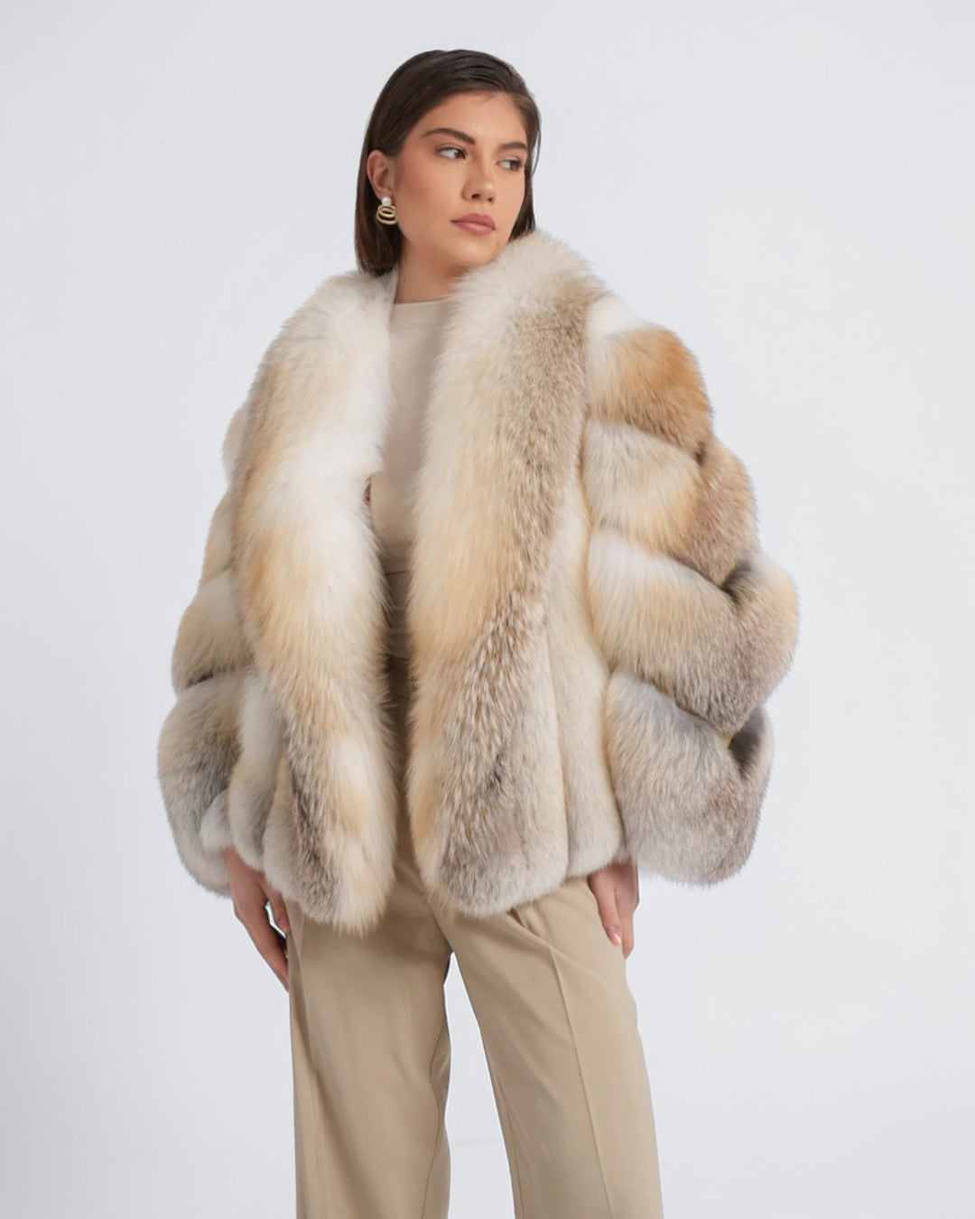 Dune Fox Fur Shawl Collared Jacket