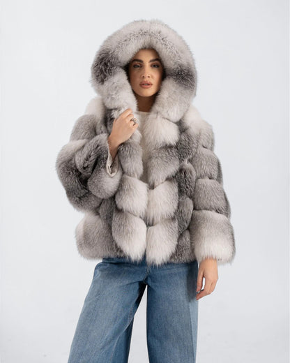 Cloudburst Fox Fur Hooded Jacket