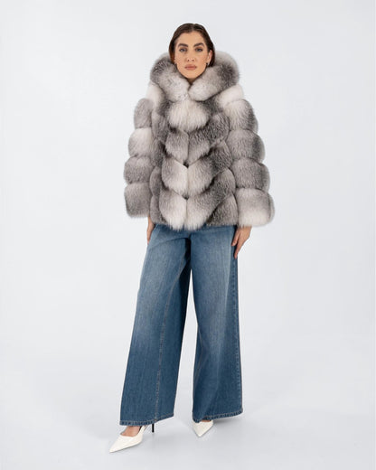 Cloudburst Fox Fur Hooded Jacket