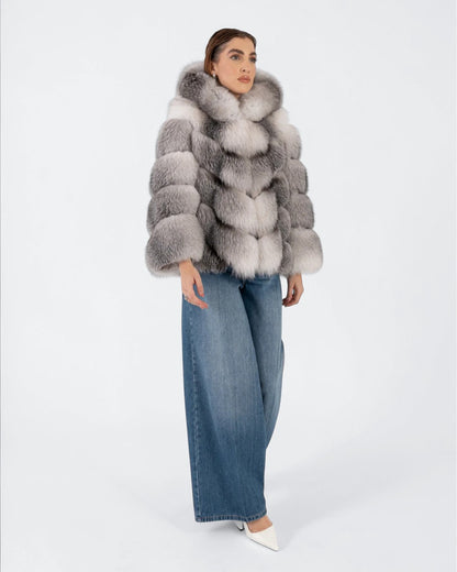 Cloudburst Fox Fur Hooded Jacket