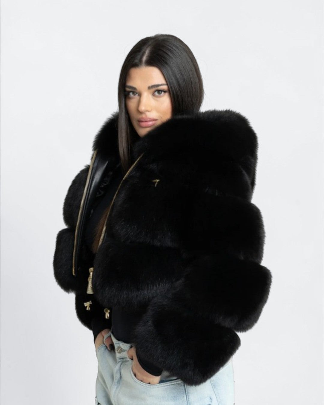 Hooded Bolero Fox Fur Jacket