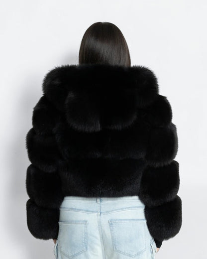 Hooded Bolero Fox Fur Jacket