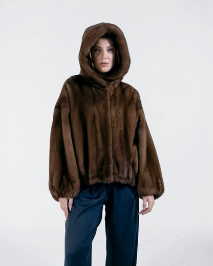 Hooded Mink Fur Jacket