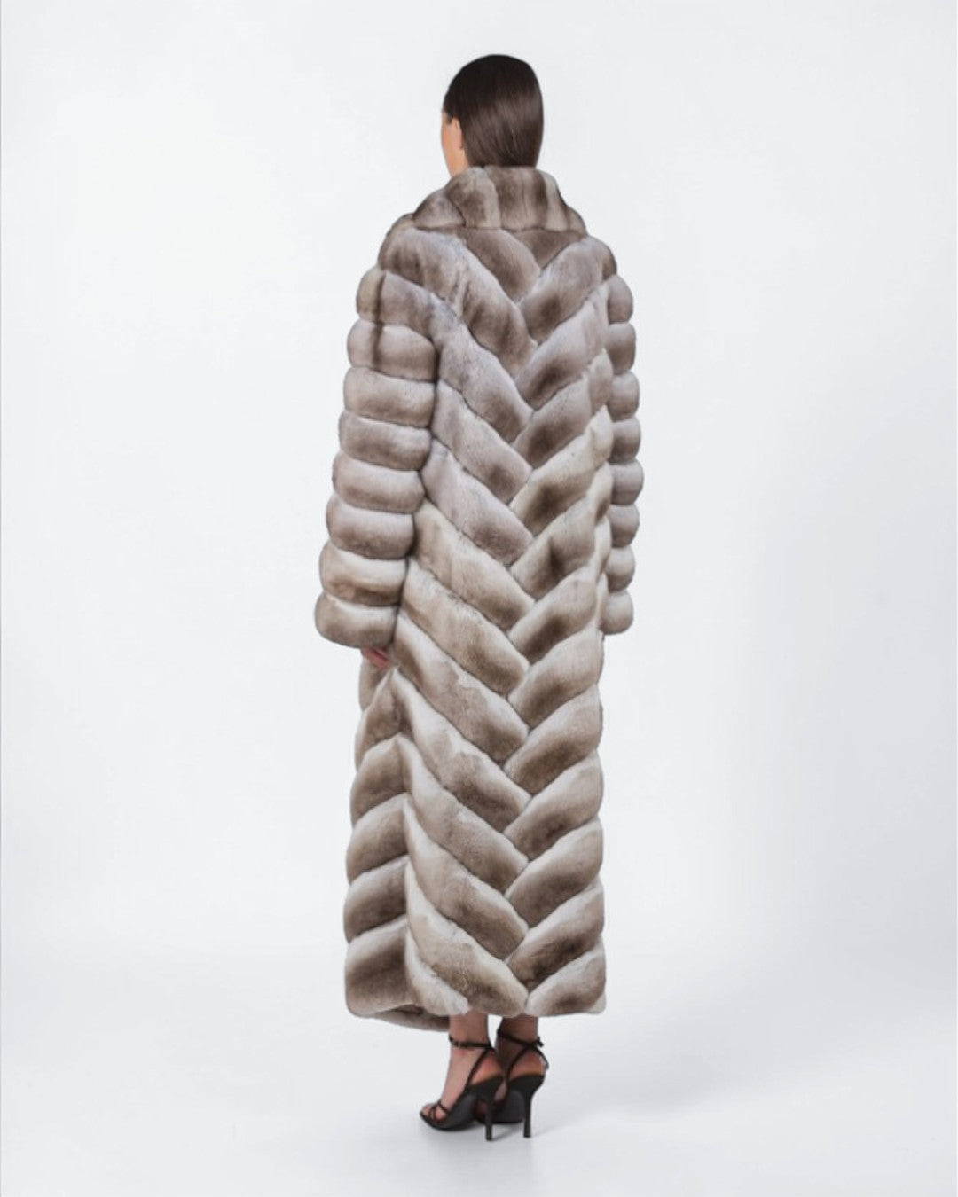 Beige Full-Length Chinchilla Fur Coat