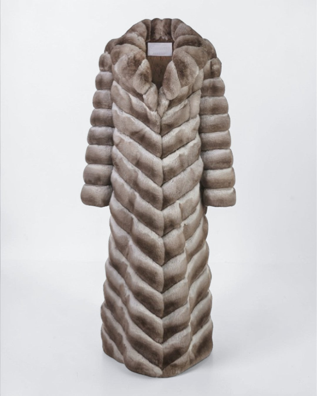 Beige Full-Length Chinchilla Fur Coat