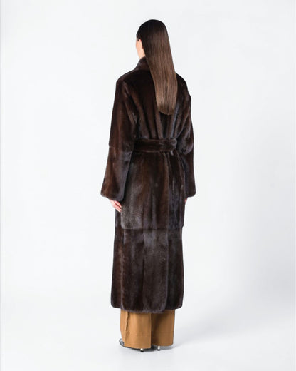 Brown Robe Full-Length Mink Fur Coat