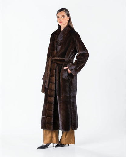 Brown Robe Full-Length Mink Fur Coat