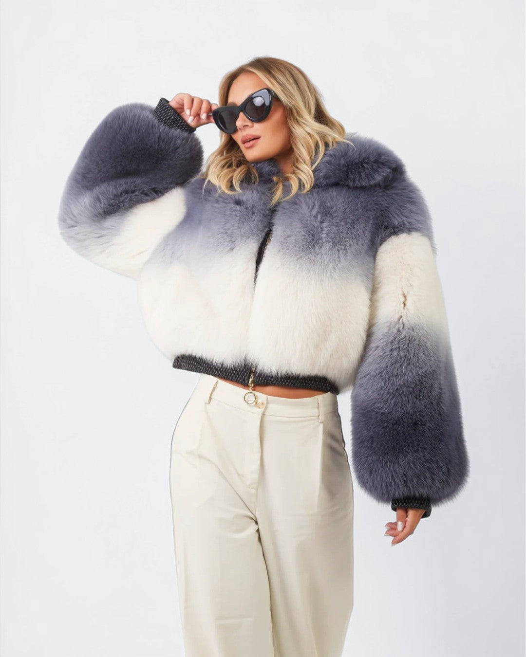 Ombré Fox Fur Jacket