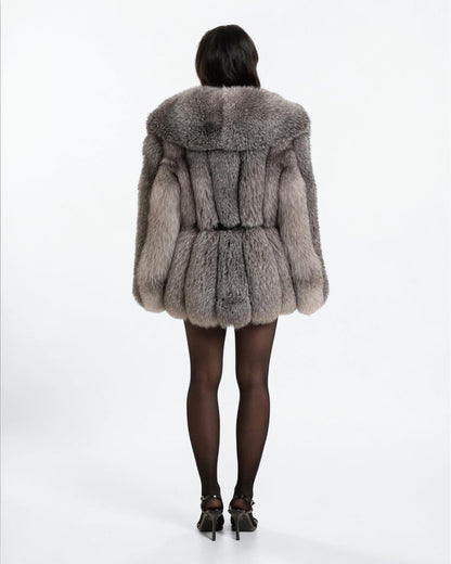 Charcoal Fox Fur Coat