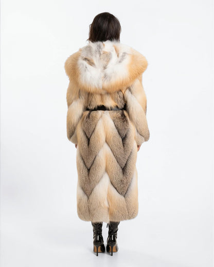 Honey Fox Fur Long Coat