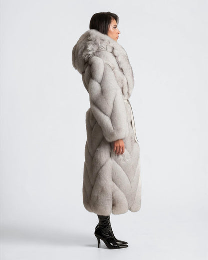 White Fox Fur Long Coat