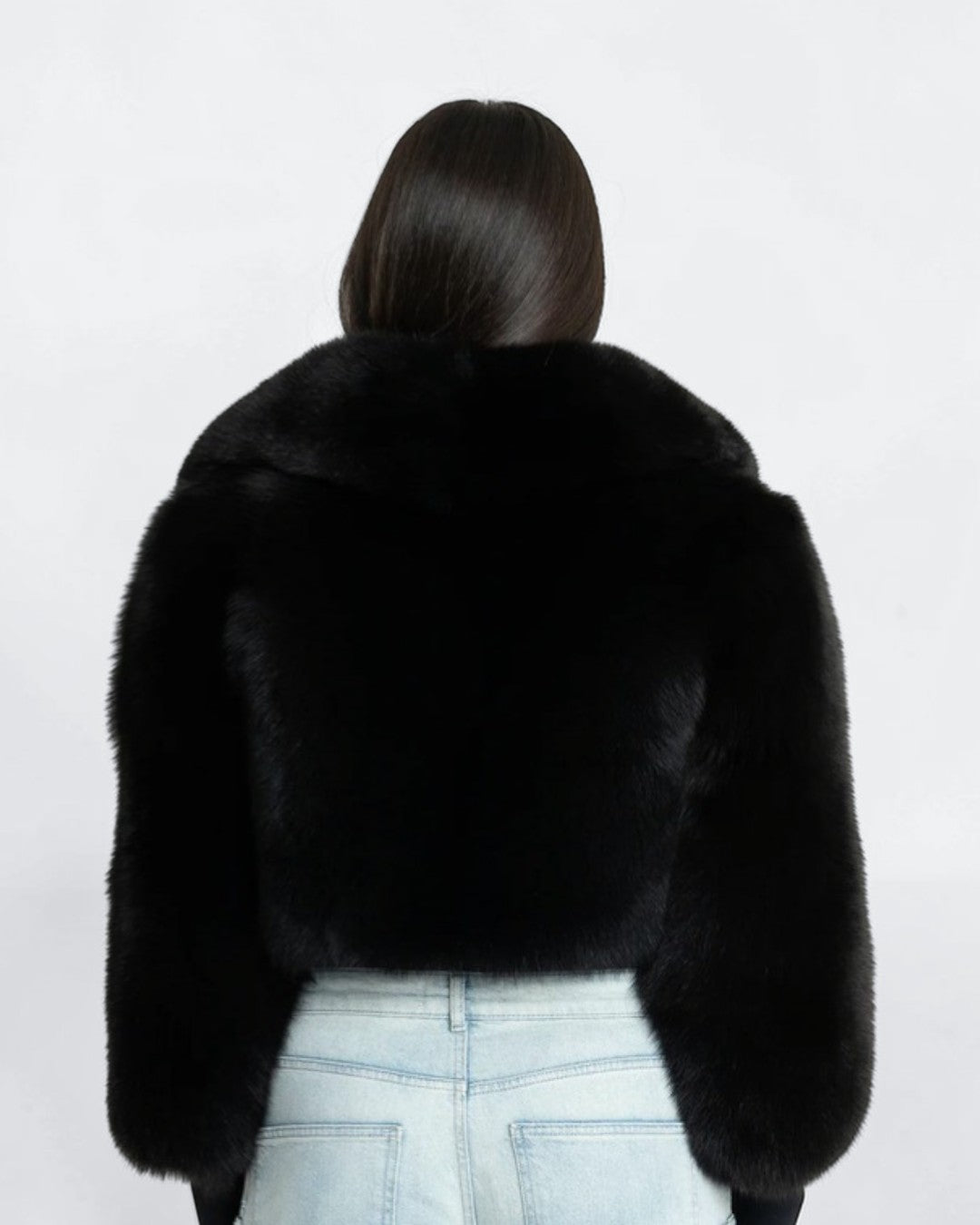 Midnight Black Short Fox Fur Jacket