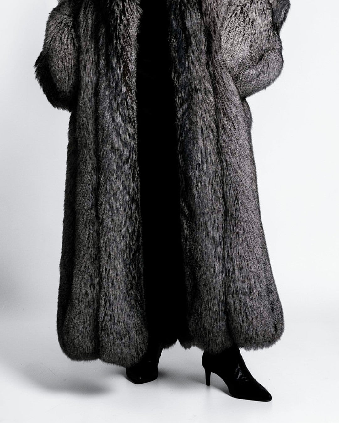 Cinder Fox Fur Long Coat
