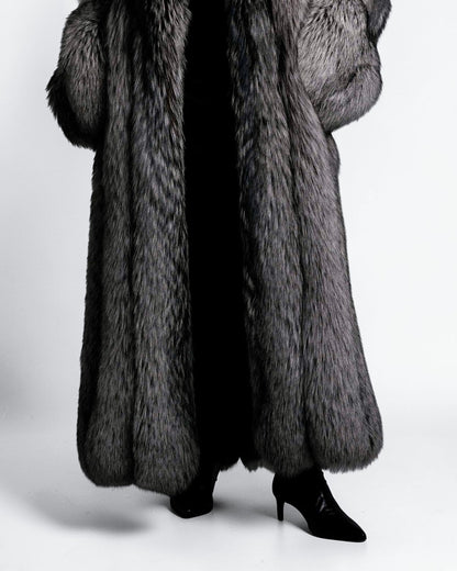 Cinder Fox Fur Long Coat