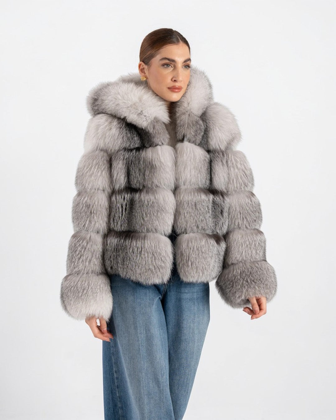 Alpine Fox Fur Hooded Coat