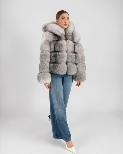 Alpine Fox Fur Hooded Coat