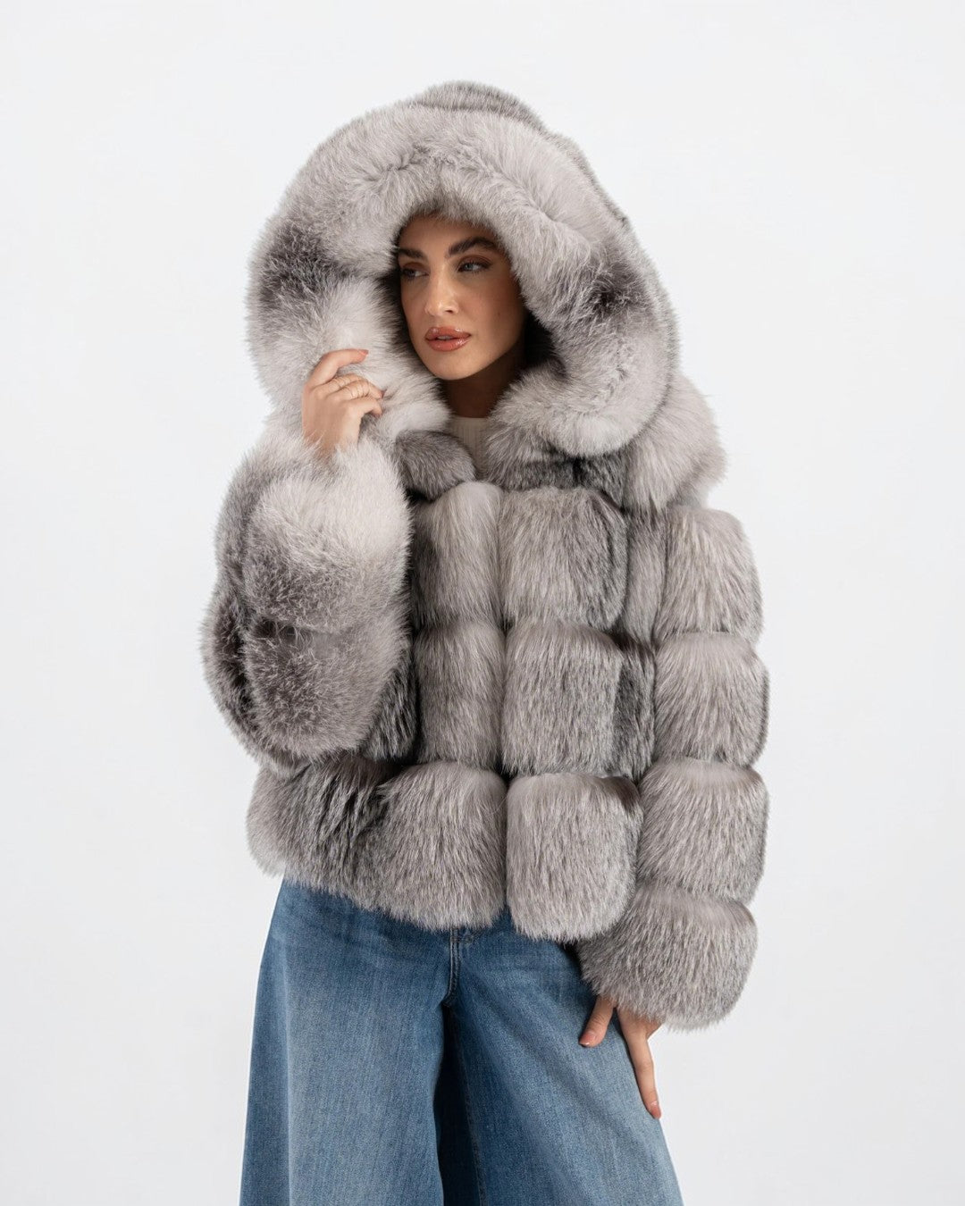 Alpine Fox Fur Hooded Coat