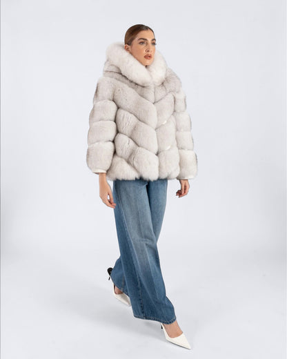 Halo Fox Fur Hooded Coat