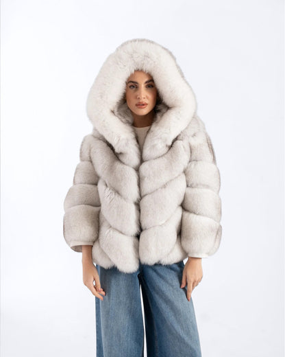 Halo Fox Fur Hooded Coat