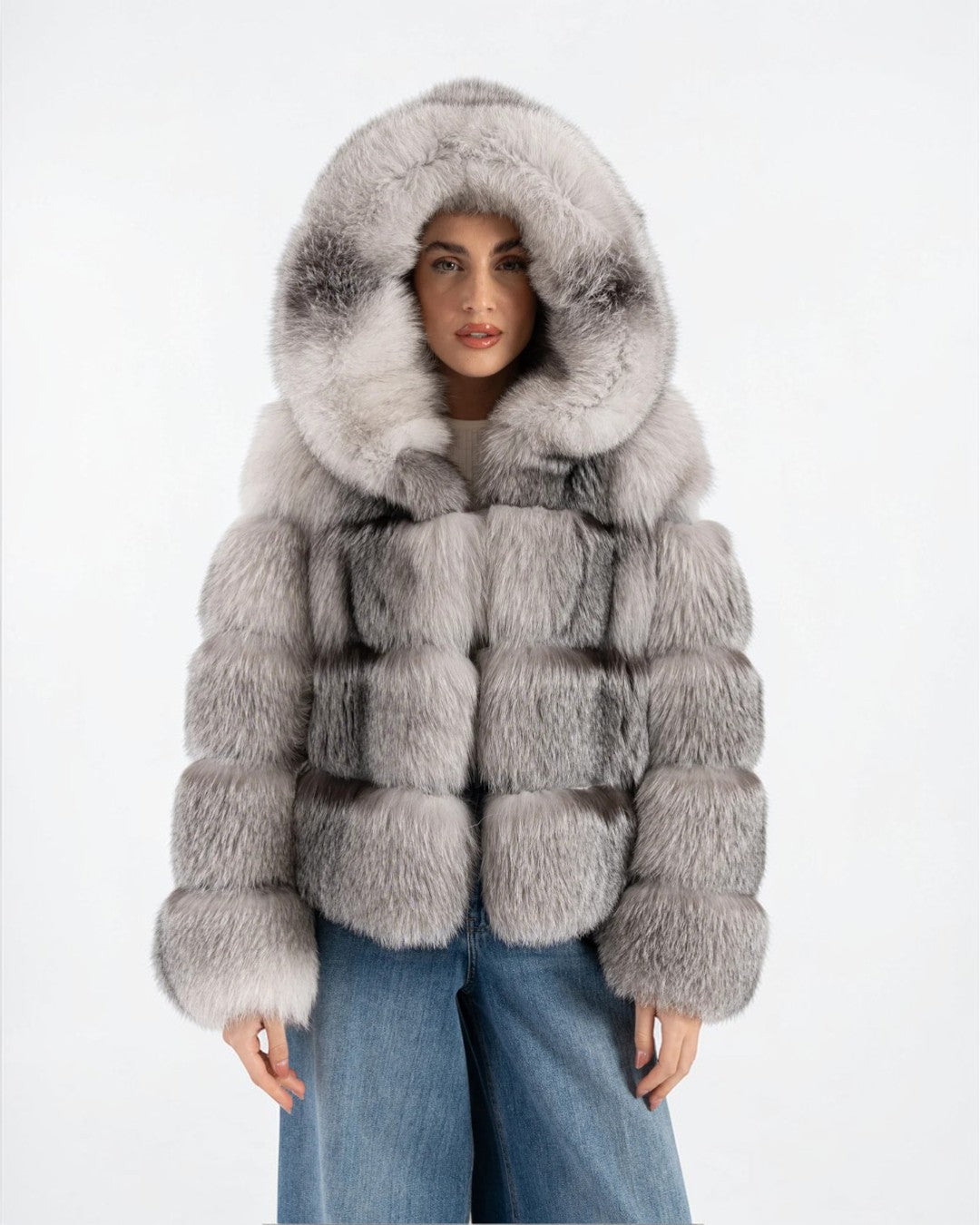 Alpine Fox Fur Hooded Coat