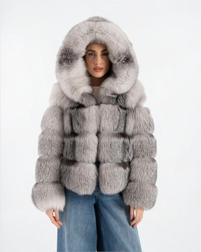 Alpine Fox Fur Hooded Coat