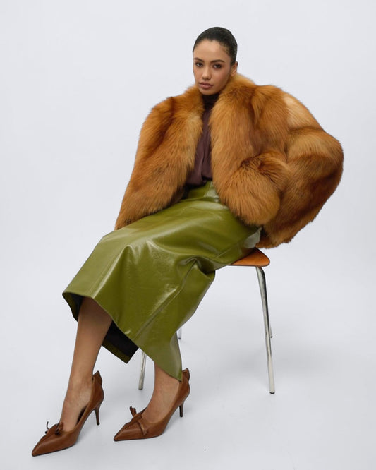 Terracotta Fox Fur Coat