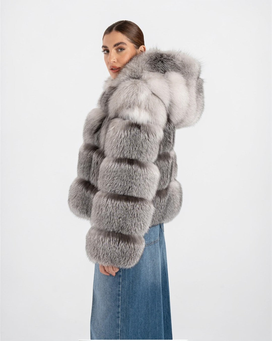 Alpine Fox Fur Hooded Coat