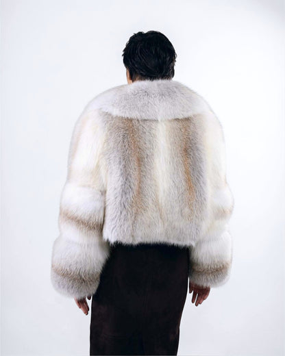 Shawl Collared Arctic Fox Fur Jacket