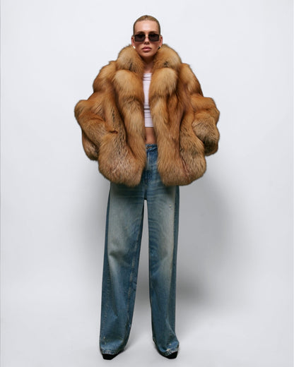 Honey Dew Fox Fur Coat