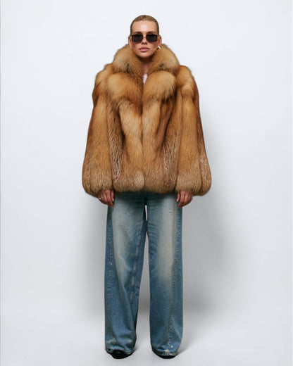 Honey Dew Fox Fur Coat