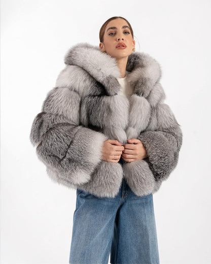Alpine Fox Fur Hooded Coat