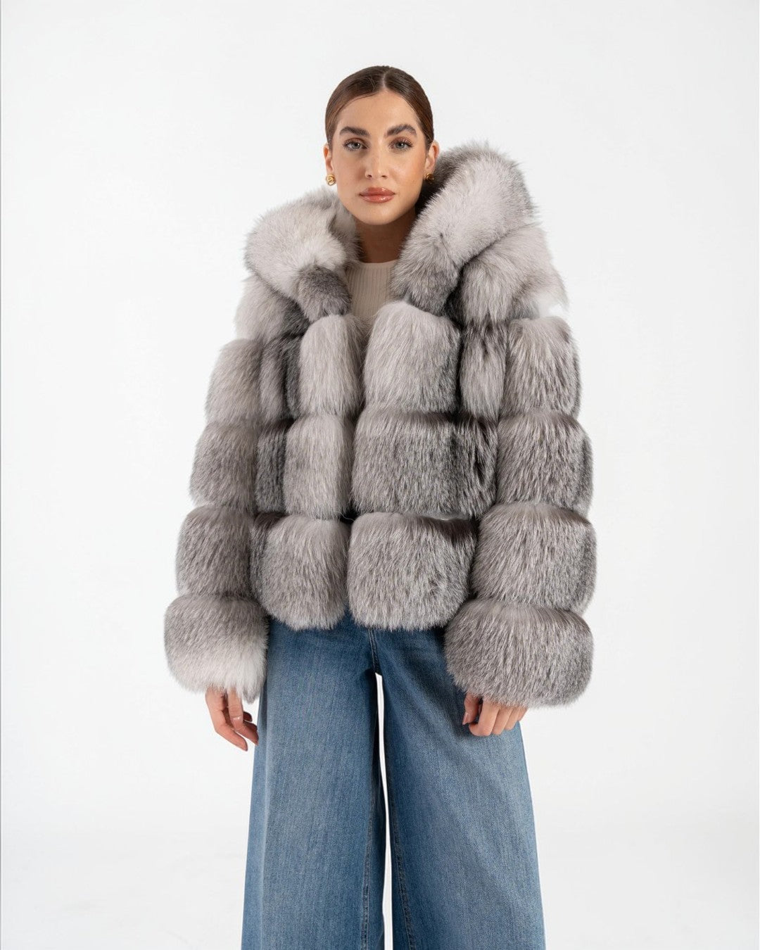 Alpine Fox Fur Hooded Coat