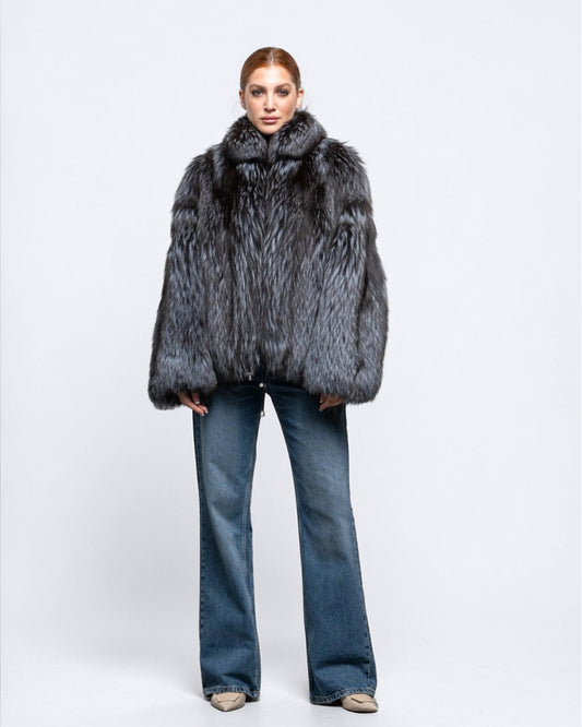 Silver Grace Fox Fur Coat
