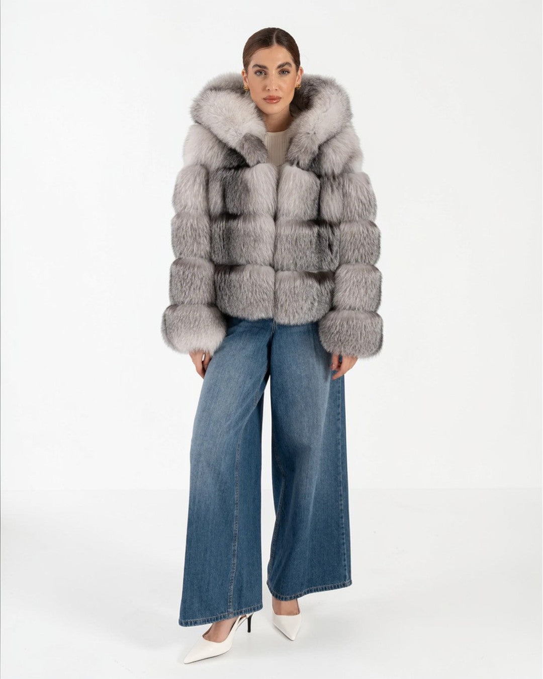 Alpine Fox Fur Hooded Coat
