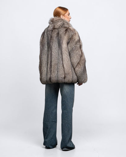 Gray Fox Fur Coat