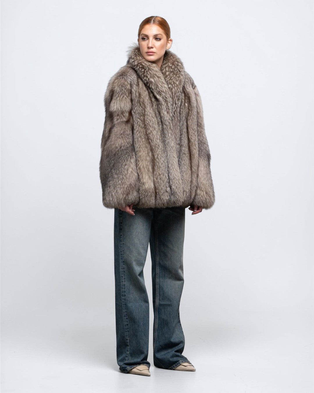 Gray Fox Fur Coat