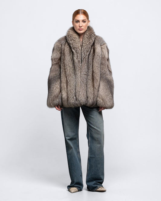 Gray Fox Fur Coat