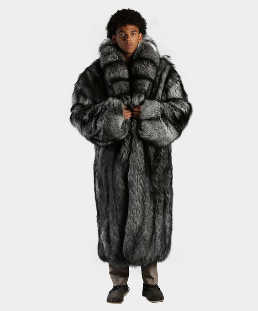 Silver Fox Fur Long Coat