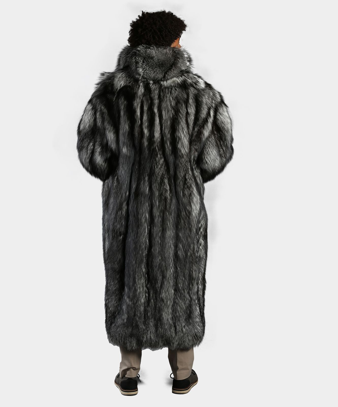 Silver Fox Fur Long Coat