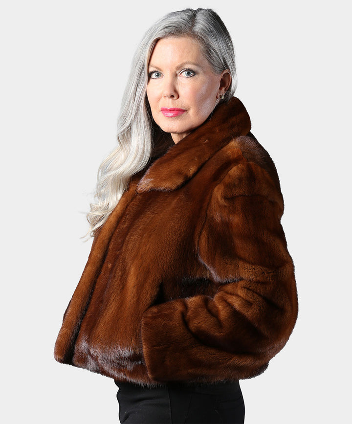 Women's Brown Female Mink Fur Bolero Jacket