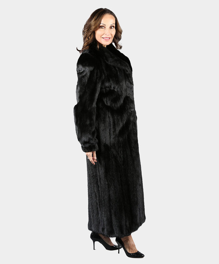 Women's Natural Black Mink Fur Coat