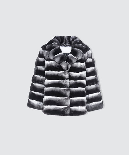 Women's Natural Chinchilla Jacket With Rever Collar